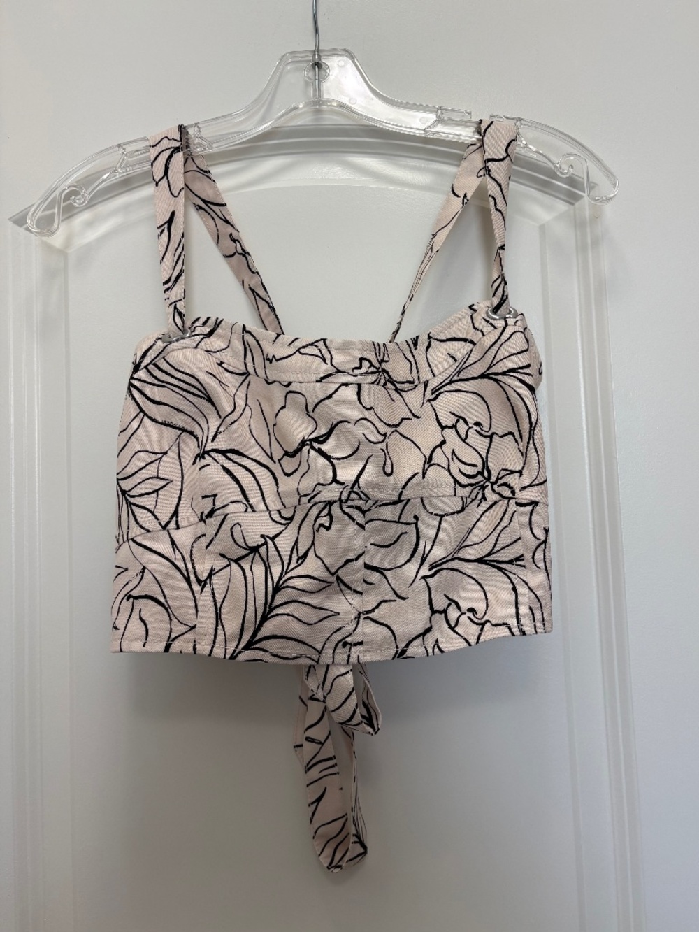 Jonathan Simkhai Tilly Painted Tropical Crop Top in Tan/Black